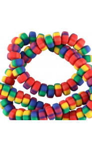 Polymer beads rondelle 7mm - Multicolour rainbow